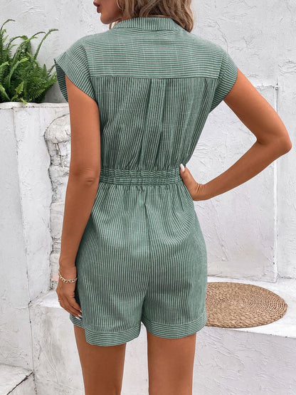 LM | Striped, notched romper with tie