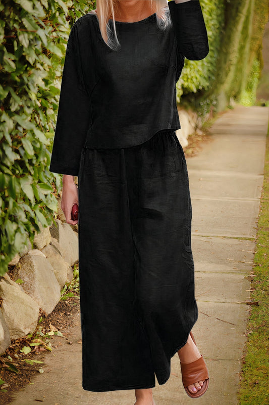 LM | Airy blouse & pants linen set