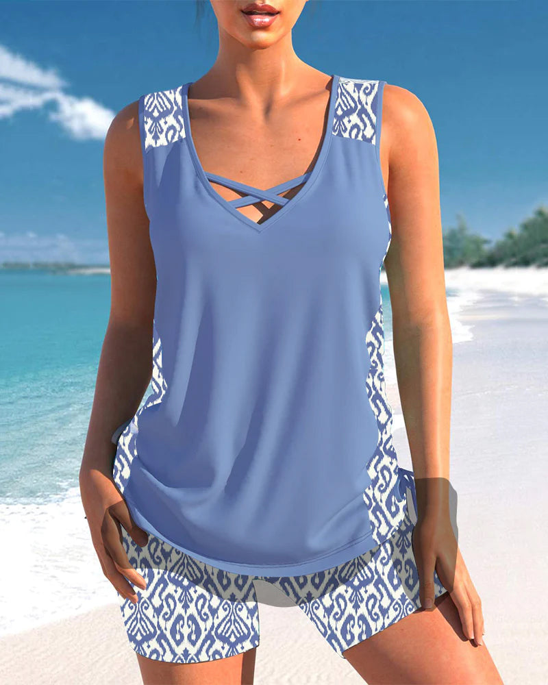 LM | Tankini set with geometric pattern