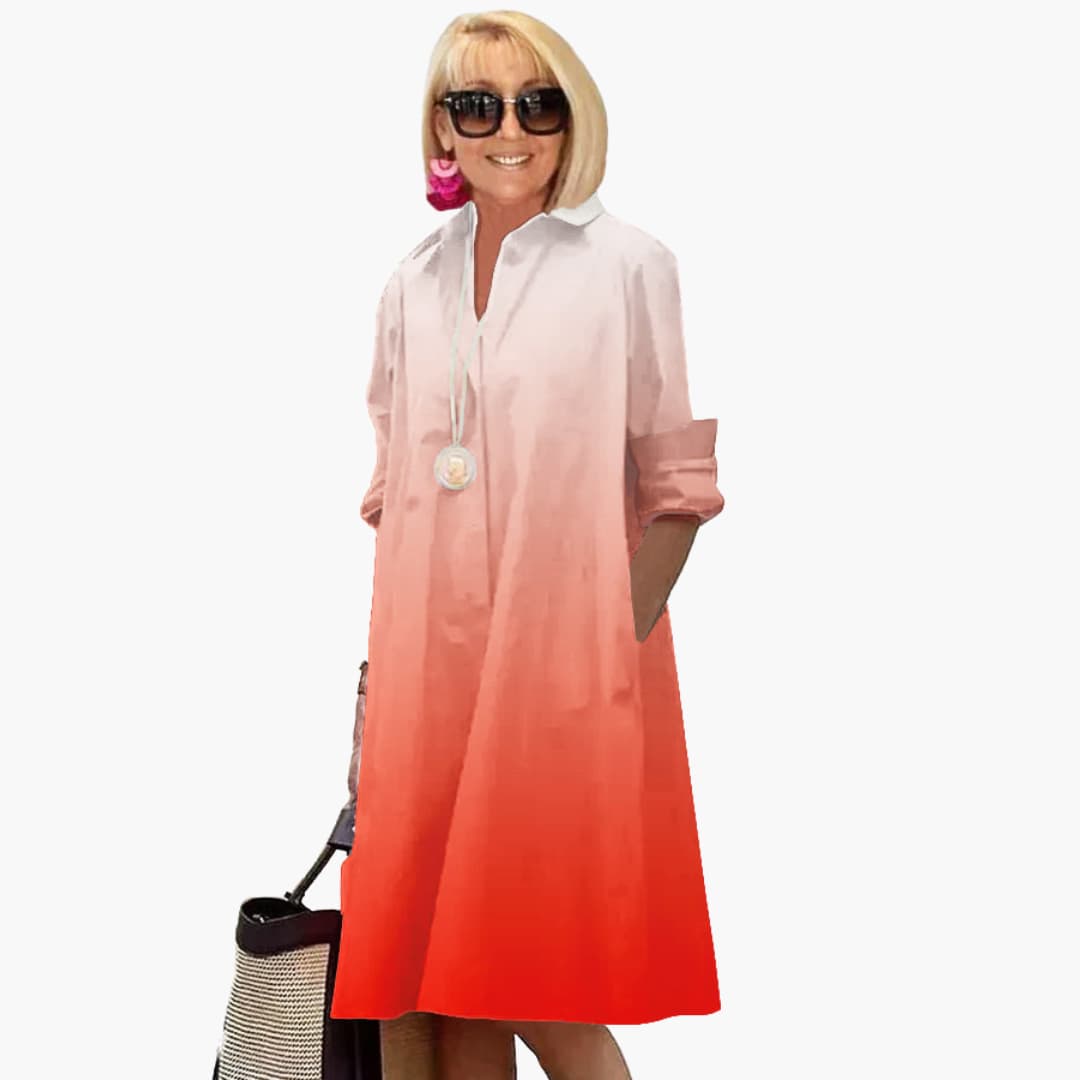 LM | Women's boho midi dress with long sleeves and side pockets