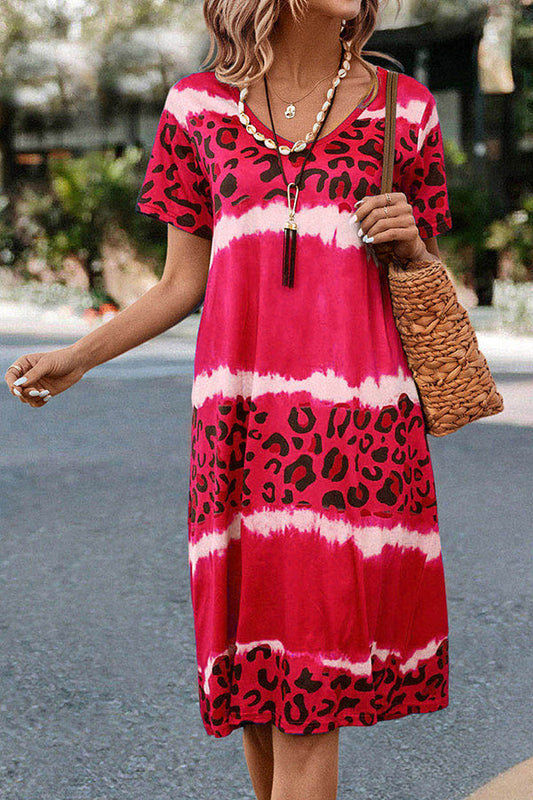 LM | Gradient Leopard Print Casual Midi Dress