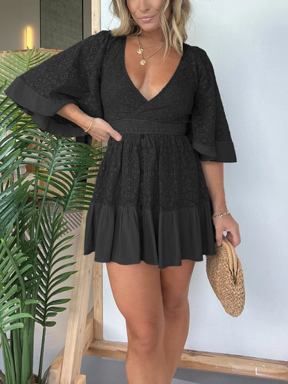 LM | Lace Crochet Romper Dress