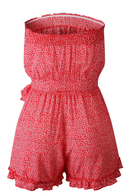 LM | Smocked strapless floral romper