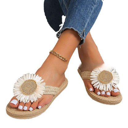 LM | Women's flat casual bohemian sandals with flower