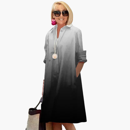 LM | Women's boho midi dress with long sleeves and side pockets