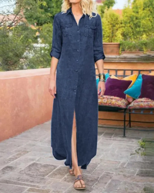 LM | versatile long-sleeved maxi dress for casual and smart occasions