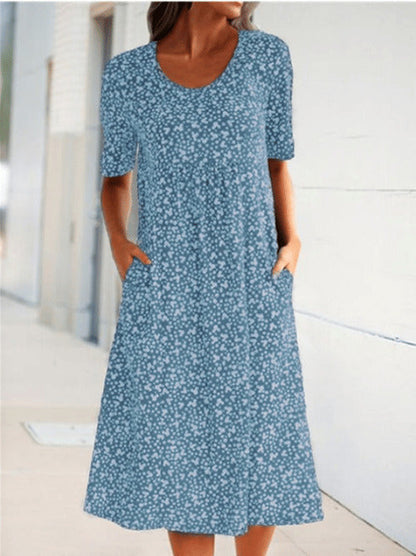 TS | Alexandra - Casual women's floral dress with U-neckline