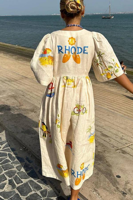 LM | Printed linen midi dress