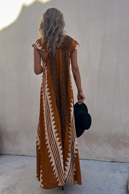 LM | Beach dates Ethno print maxi dress in A-line