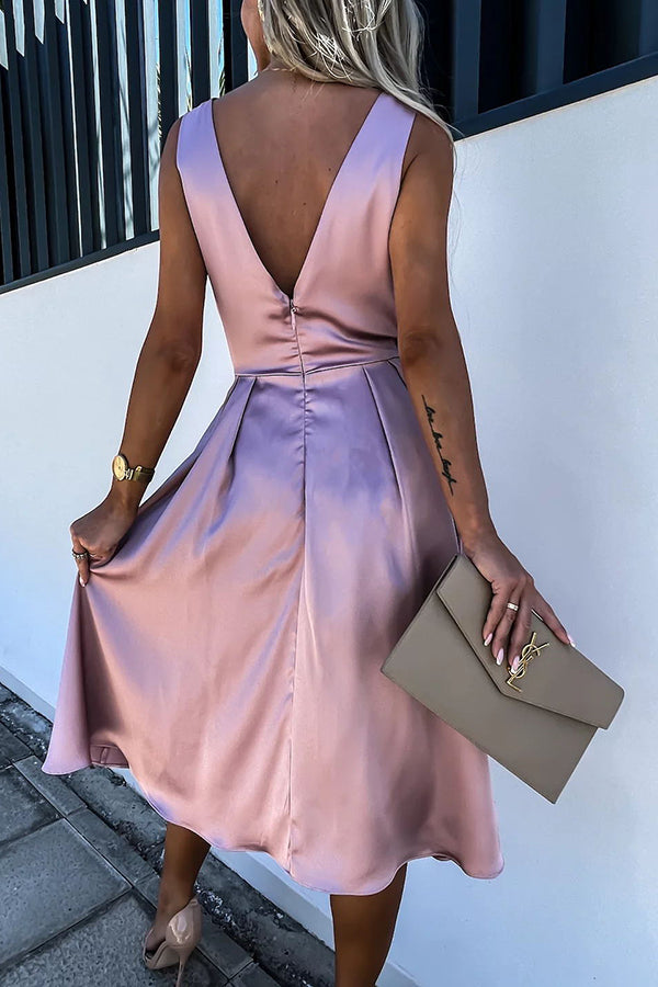LM | Hold You In My Memory Satin Midi Dress