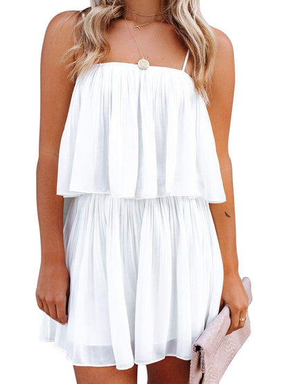 LM | Ruched spaghetti strap romper
