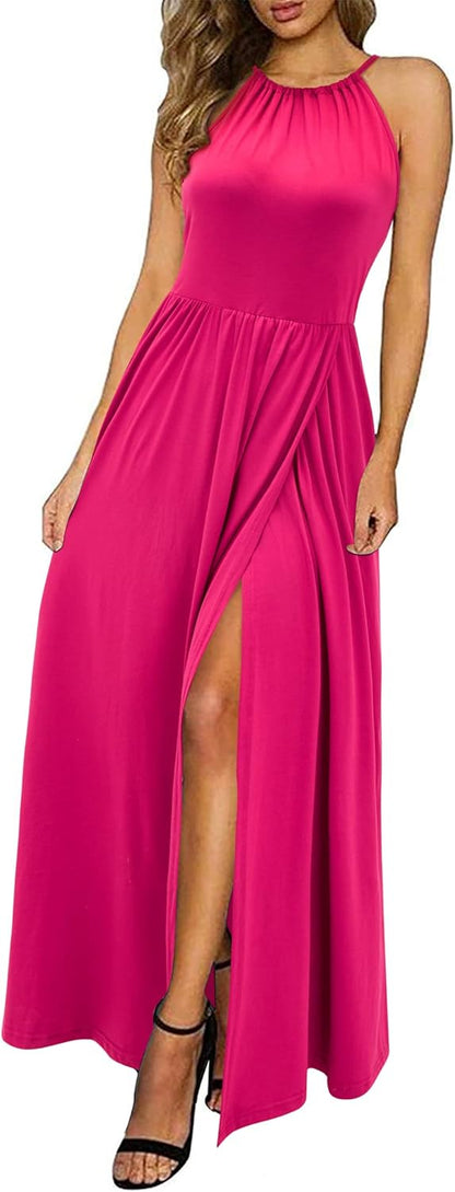 LM | Halter maxi dress with slit