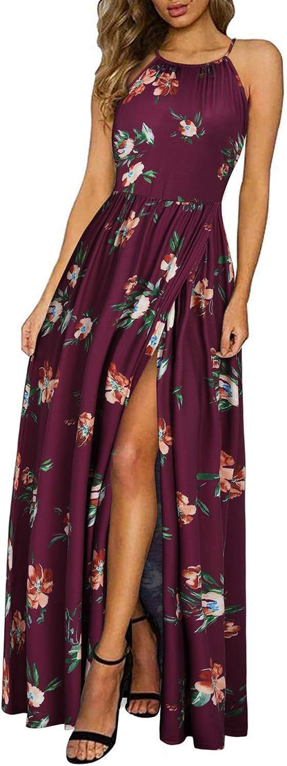 LM | Halter maxi dress with slit