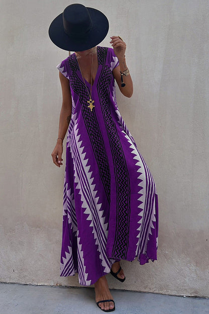 LM | Beach dates Ethno print maxi dress in A-line