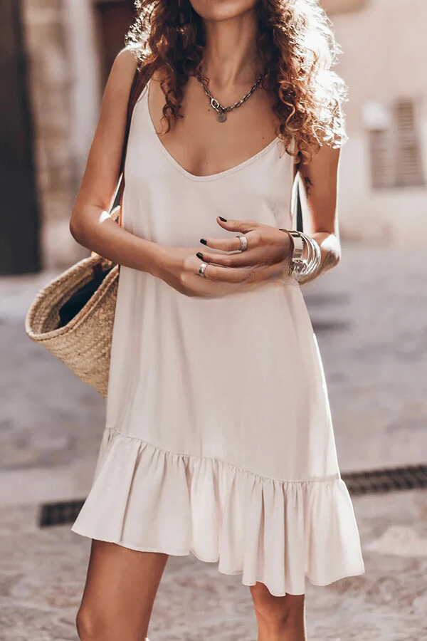 LM | Cotton-linen blend Flowing A-line mini dress