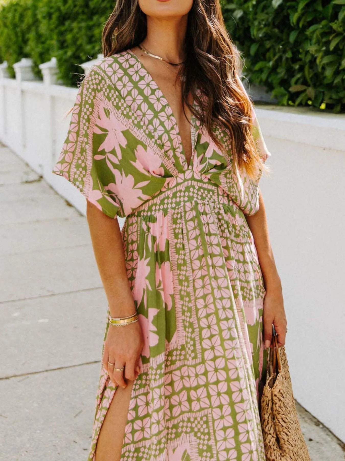 LM | Floral Wrap V-Neck Maxi Dress