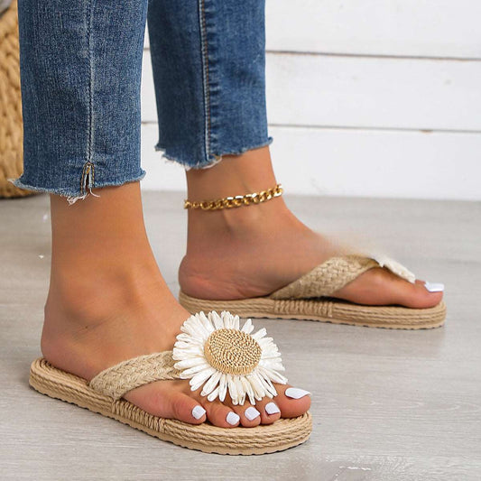 LM | Women's flat casual bohemian sandals with flower