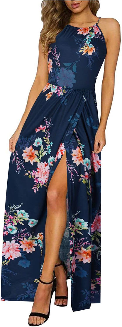 LM | Halter maxi dress with slit