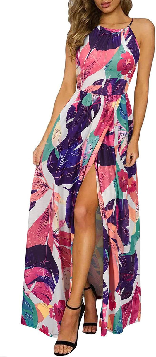LM | Halter maxi dress with slit