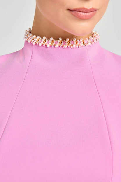 LM | Sweet and elegant fragrance Beaded short sleeve mini dress with pockets
