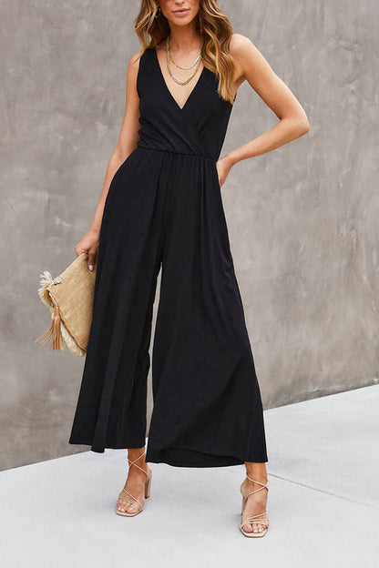 LM | Modal Drape V-neckline Double slit pocket Flared pants