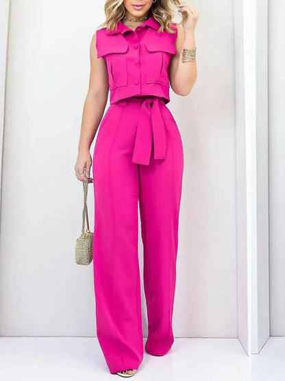 TS | Elegant style - Belt with bow, wide leg - Perfect for casual and formal occasions