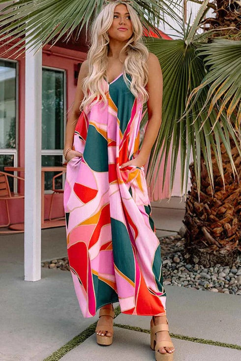 LM | Boho Print Slip Sleeveless Maxi Dress