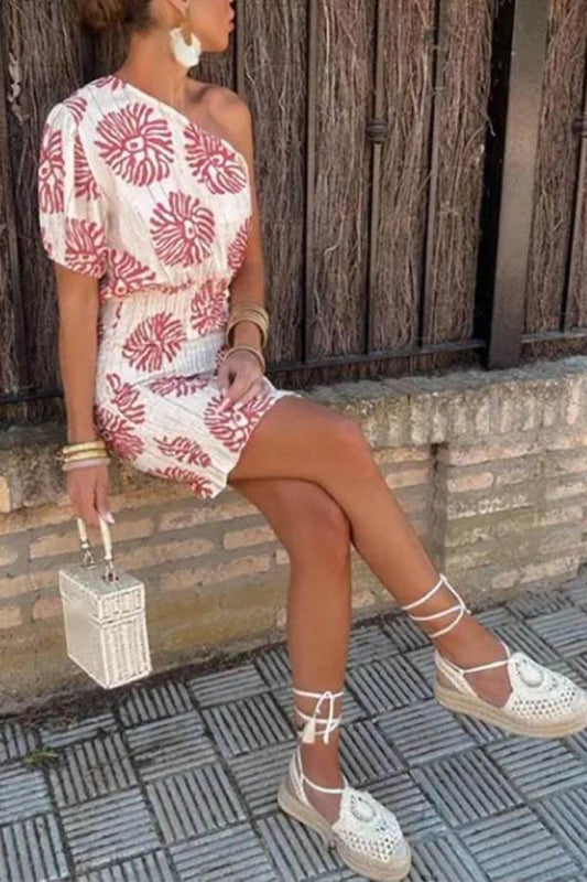LM | Modern printed tube mini dress