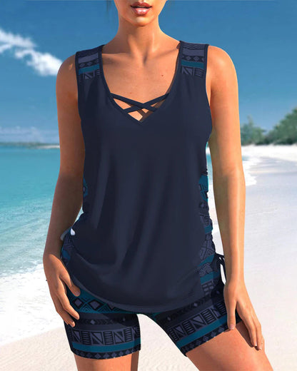 LM | Tankini set with geometric pattern