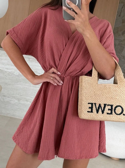 LM | Surplice Half Sleeve Wrap Romper