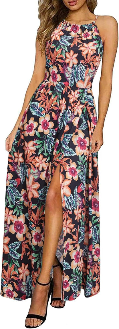 LM | Halter maxi dress with slit