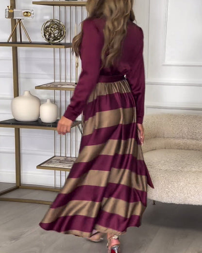 LM | Elegant striped maxi dress