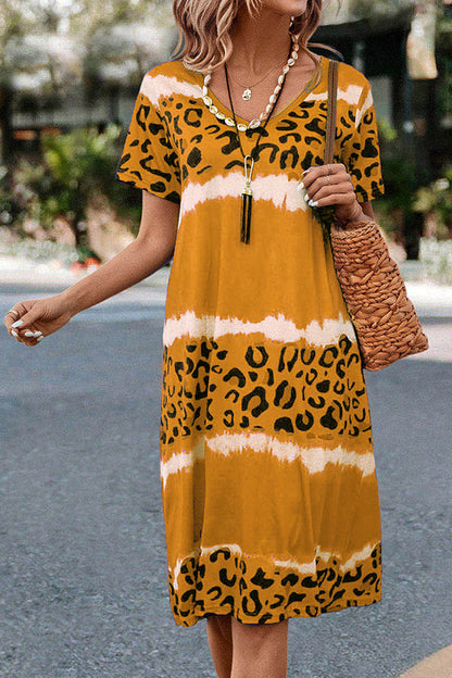 LM | Gradient Leopard Print Casual Midi Dress