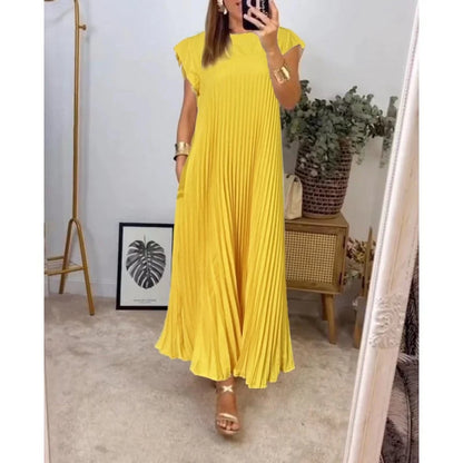 LM | Elegant pleated maxi dress