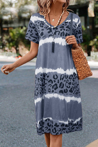 LM | Gradient Leopard Print Casual Midi Dress