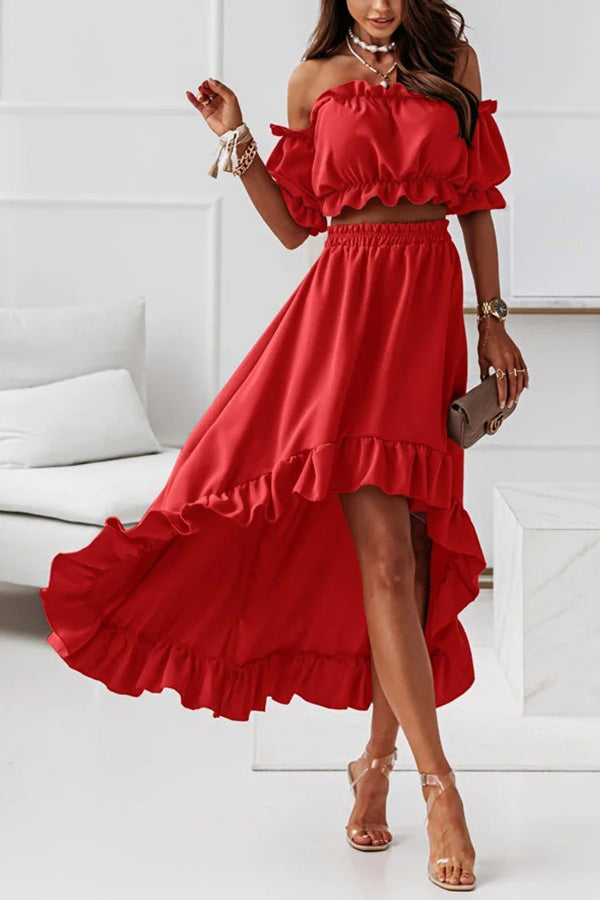 LM | Off-the-shoulder midi dress suit
