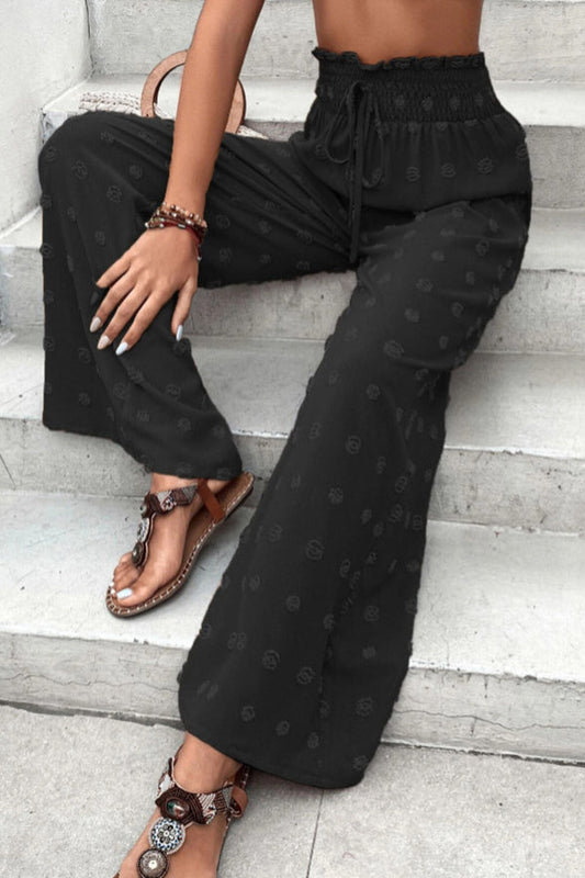 LM | High waist jacquard pants with wide leg casual pants