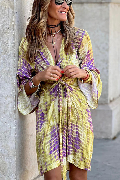 LM | Take Me Away Tie-dye Print Tie Waist Mini Dress