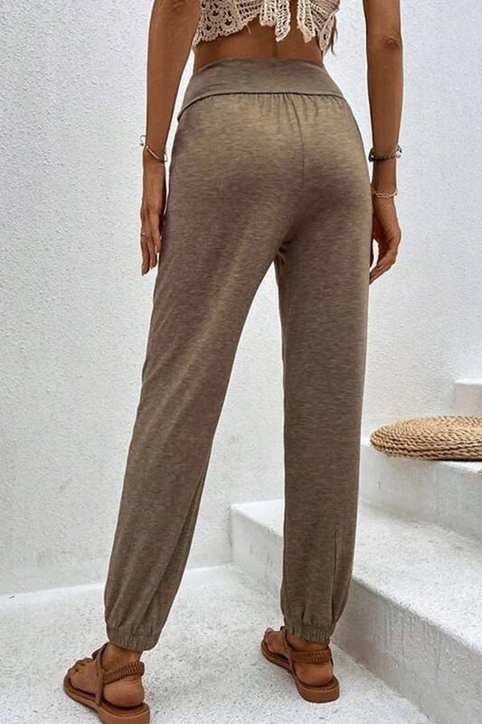 LM | Temperament casual loose pocket high waist pants