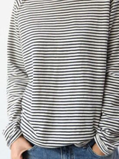 LM Basic long-sleeved blouse in white and black cotton