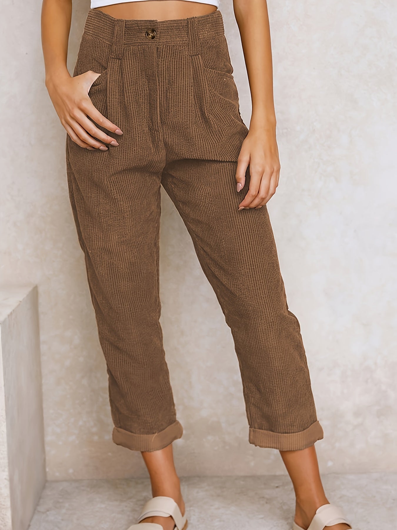 LM | Corduroy pants with straight leg for women