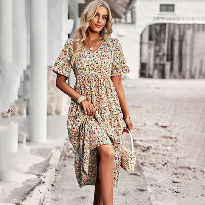 LM | Elegant floral midi dress
