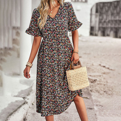 LM | Elegant floral midi dress