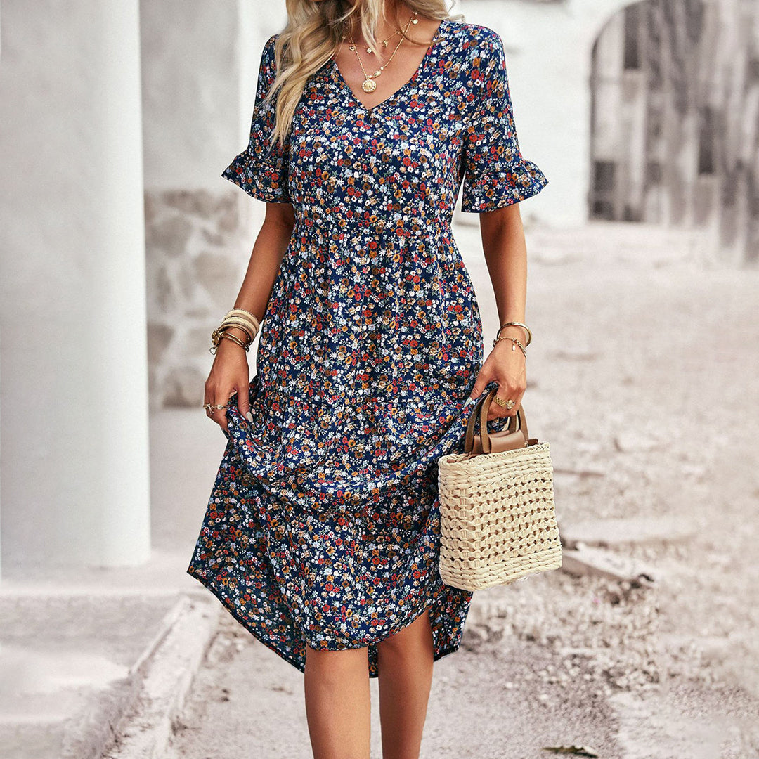 LM | Elegant floral midi dress