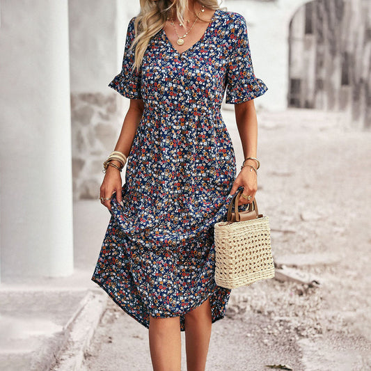 LM | Elegant floral midi dress