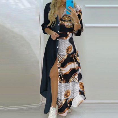 LM | elegant long-sleeved maxi dress for casual and formal occasions