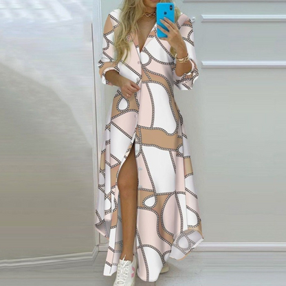 LM | elegant long-sleeved maxi dress for casual and formal occasions