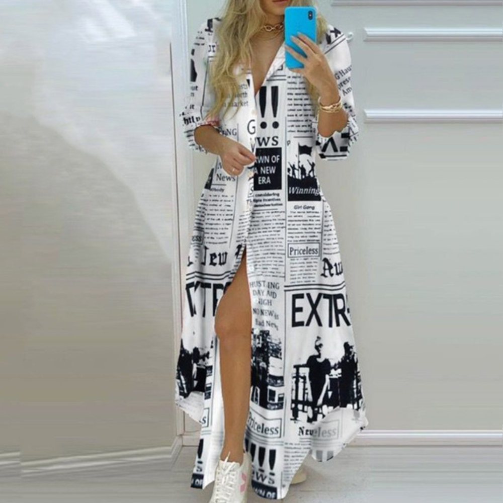 LM | elegant long-sleeved maxi dress for casual and formal occasions
