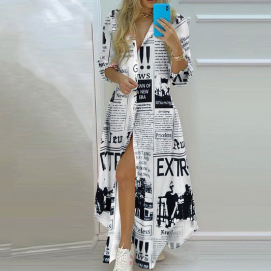 LM | elegant long-sleeved maxi dress for casual and formal occasions