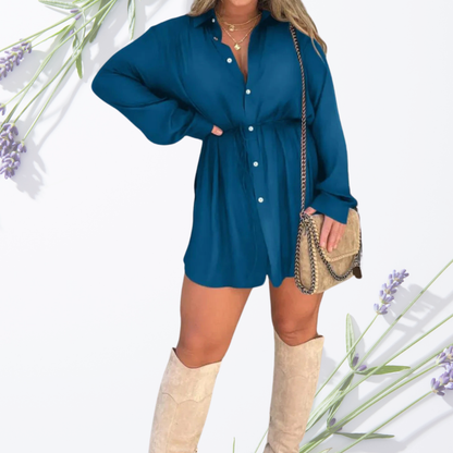 LM | Elegant satin romper dress with adjustable waist - summer dress for women, ideal for various occasions